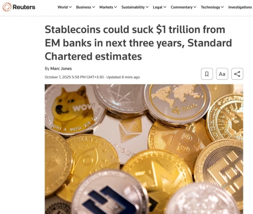 پتانسیل خروج ۱ تریلیون دلار از بانک&zwnj;های نوظهور به سمت استیبل&zwnj;کوین&zwnj;ها