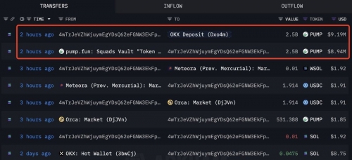 واریز ۲.۵ میلیارد توکن PUMP به صرافی OKX