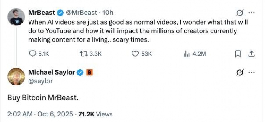 مایکل سیلور به MrBeast توصیه کرد بیت‌کوین بخرد